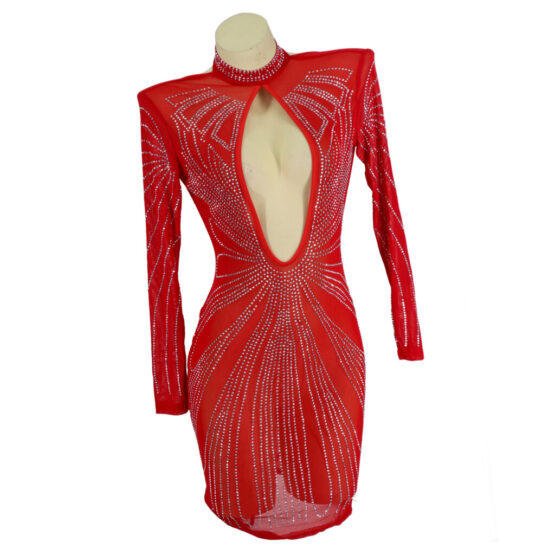 7173 - rhinestone front open dress - Image 4