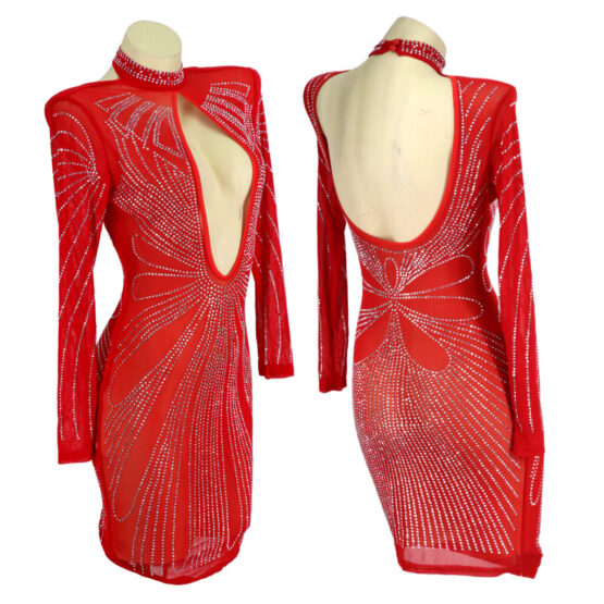 7173 - rhinestone front open dress - Image 3