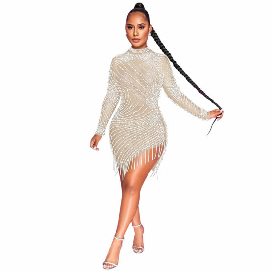 7194 - Rhinestone Mesh Dress - Image 3