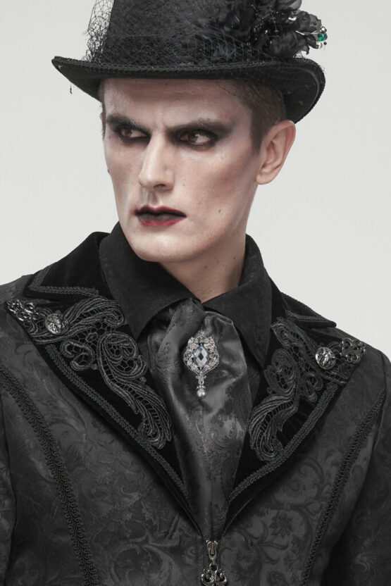 AS11101 - Black Victorian Scarf With Pendant - Image 2