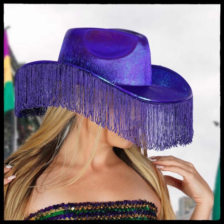JC545 - Metallic Cowboy Hat with Fringes - Image 3