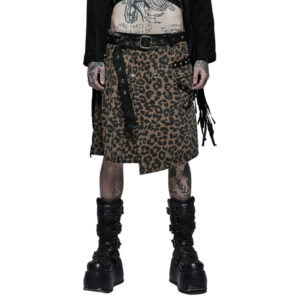 WQ568 - Punk One Piece Leopard Skirt-BRN-LPD