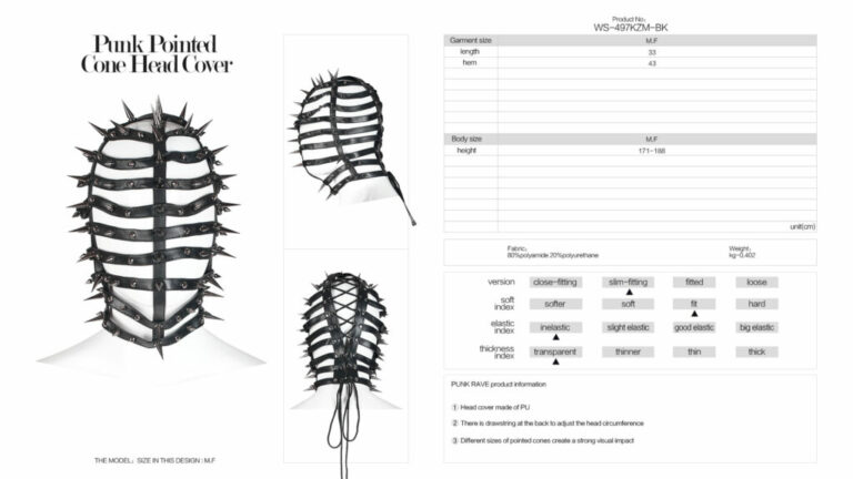 WS497 - Punk Pointed Cone Head Cover - Image 6
