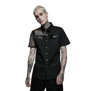 WY1376 - Punk Asymmetric Stitching Shirt