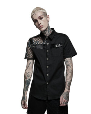 WY1376 - Punk Asymmetric Stitching Shirt