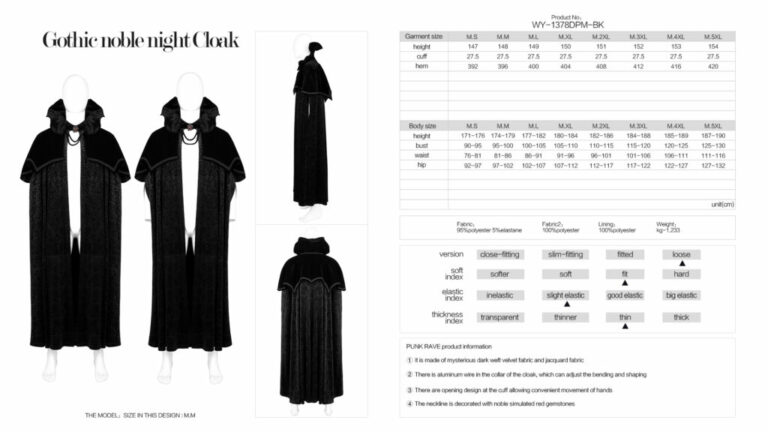 WY1378 - Gothic Nobel Night Cloak, cape - Image 5
