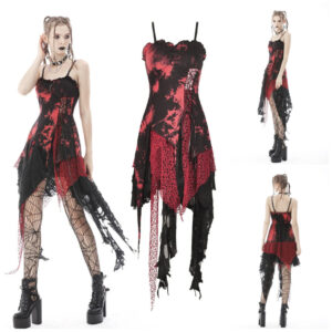 DW585 - Punk Rock Irregular Net Dye Strap Dress