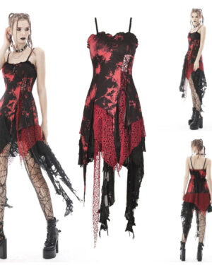 DW585 - Punk Rock Irregular Net Dye Strap Dress