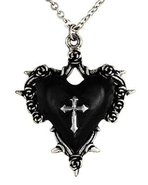 LC1563 - Cross Black Heart Necklace