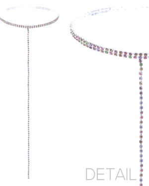 16248RNB - 2 row long drop choker - multi rainbow lariat