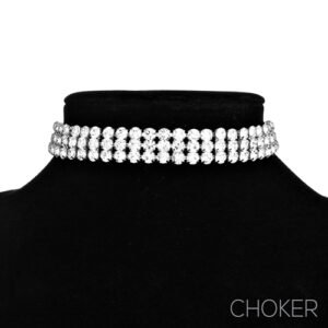 16979 - 3 row big rhinestone choker