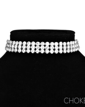 16979 - 3 row big rhinestone choker