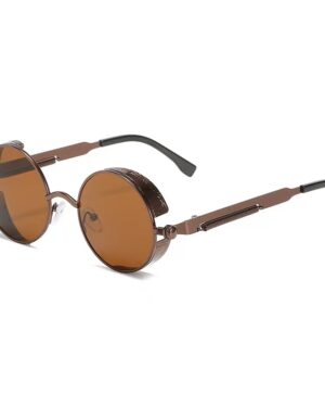 55473 - Sunglasses Brown Metal Frame and Brown Lens, Steampunk