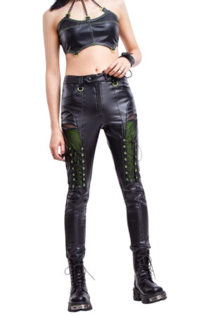 7376 - Punk knight Lace UP Skinny leather pants