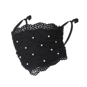 M04416 - Black Lace Pearl Fashion Mask