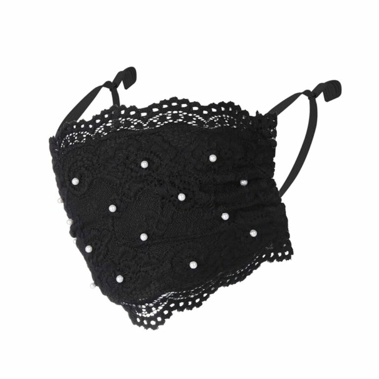 M04416 - Black Lace Pearl Fashion Mask