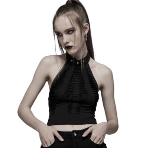 WT712 - hollowed out spider print top