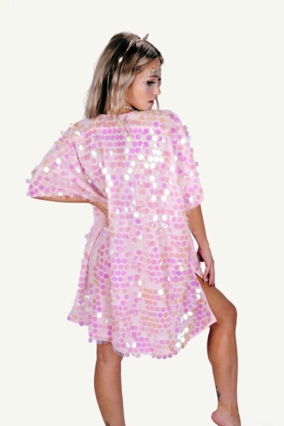 2560 - Pink Sequin Cloak Duster - Image 2