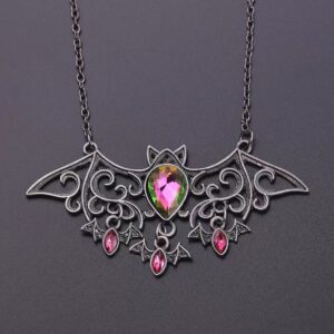 55510 - Red Gem Wire Bat Necklace....