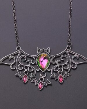 55510 - Red Gem Wire Bat Necklace....