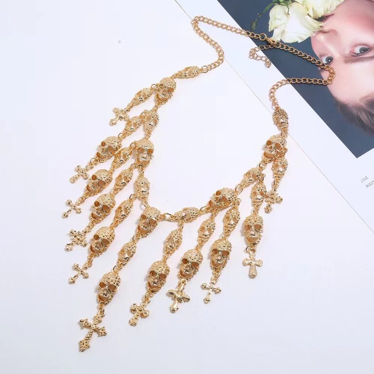 55512 - Cross and Skulls Layered Necklace - Image 6