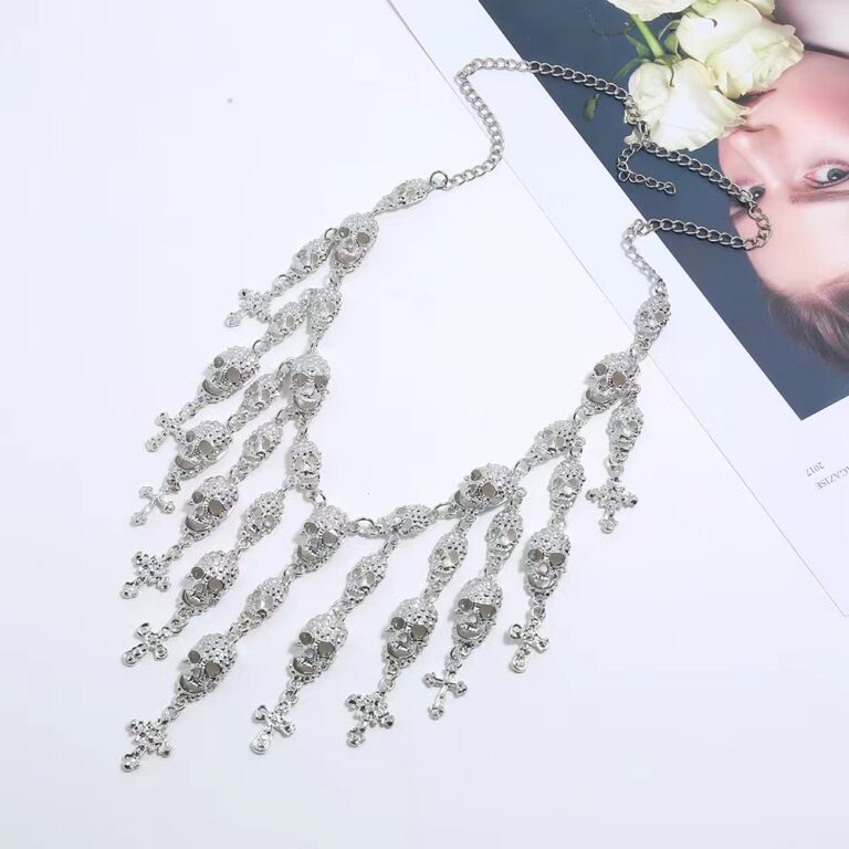 55512 - Cross and Skulls Layered Necklace - Image 5