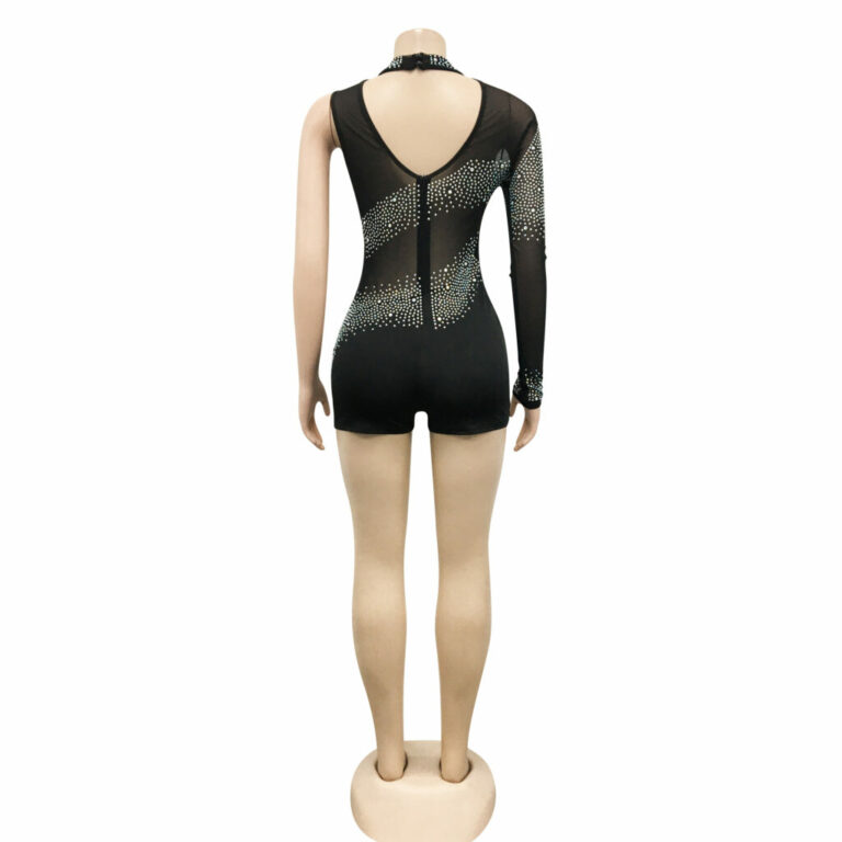 7160 - Rhinestone Embellished Short Jumpsuit - Image 2