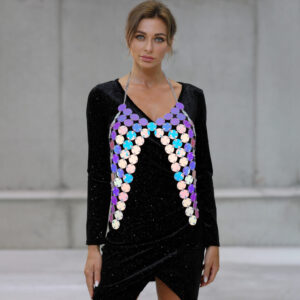 14728 - Reflective Mirror Coins Halter Top..