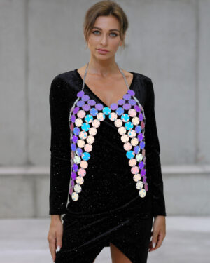 14728 - Reflective Mirror Coins Halter Top..
