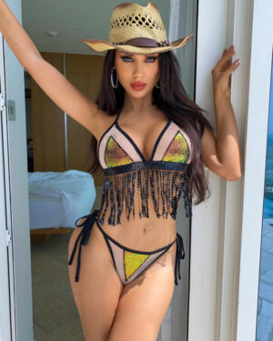 14733 - Fringe Top with Multi Color Embellished Sequins Bikini