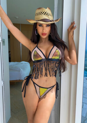 14733 - Fringe Top with Multi Color Embellished Sequins Bikini