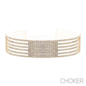 18098 - 5 Row Rhinestone Choker
