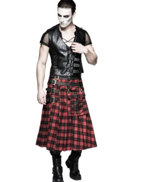 Q325 - Single Piece Heavy Metal PU Pleather Skirt Kilt with bag