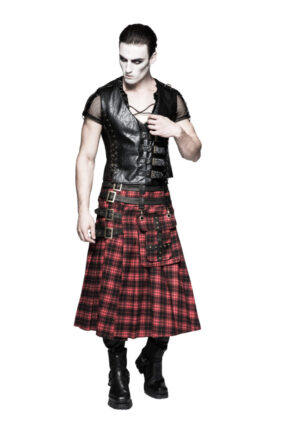 Q325 - Single Piece Heavy Metal PU Pleather Skirt Kilt with bag