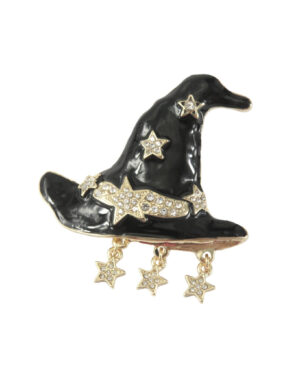 31506 - gold witch hat three star pin / brooch