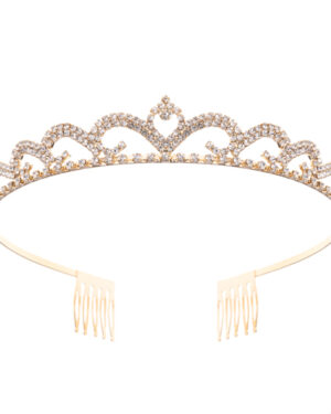 60761 - Rhinestone Tiara, gold, L5.5xH0.90xD5in