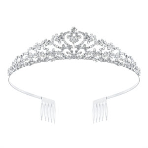 60762 - Rhinestone Tiara, gold, L5.5xH1.10xD4.75in