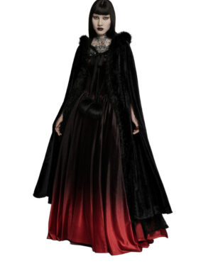 WY1423 - Gothic Fur Trim Velvet Long Cape Cloak
