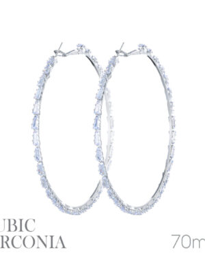 27524 - CZ Baguette Hoop Earring - Rhodium
