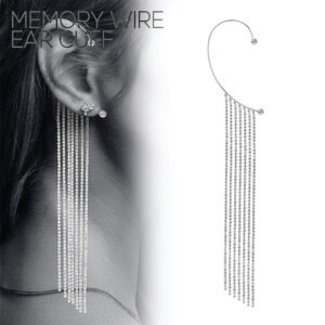 27623 - rhinestone earrings cuff tassel, 5 in drop
