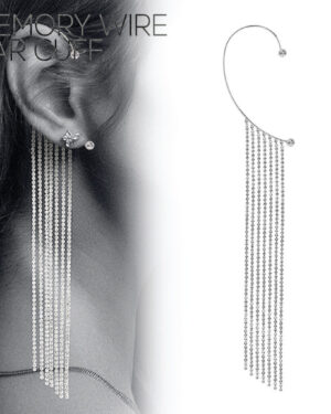 27623 - rhinestone earrings cuff tassel, 5 in drop