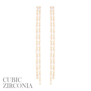 27717 - CZ Fringe Tassel Baguette Earrings