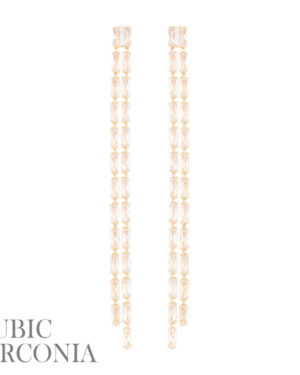 27717 - CZ Fringe Tassel Baguette Earrings