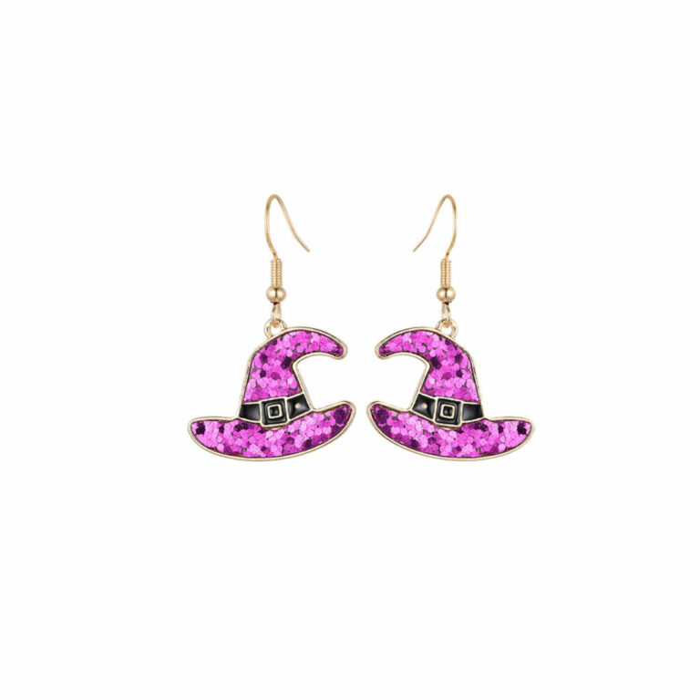 27826 - Glittler Witch Hat Earrings, black, 1x1.45 in - Image 2