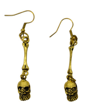 55485 - Skull and Bone Drop Dangle Earrings