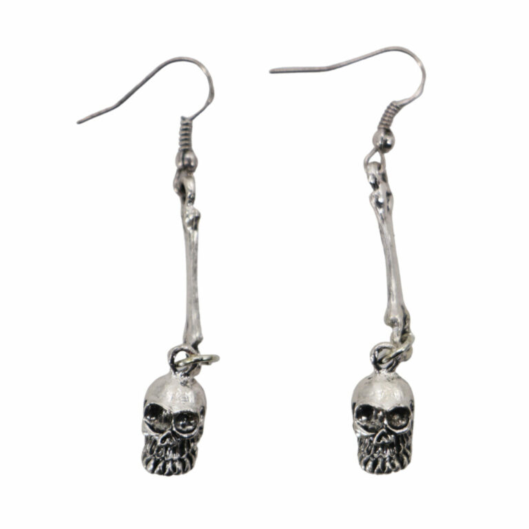 55485 - Skull and Bone Drop Dangle Earrings - Image 2