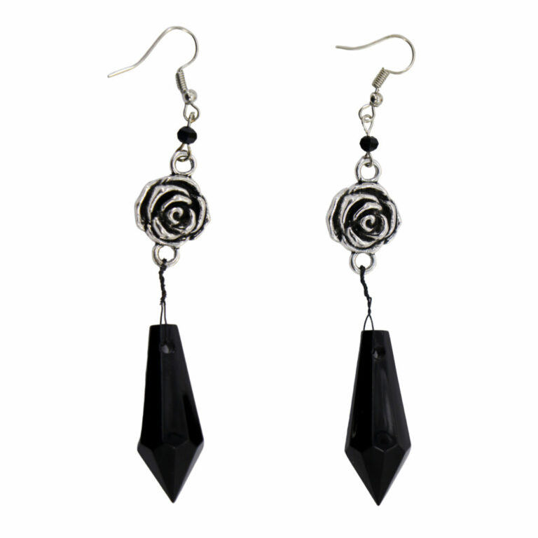 55497 - Rose Bud with Black Stone Earrings.... - Image 2