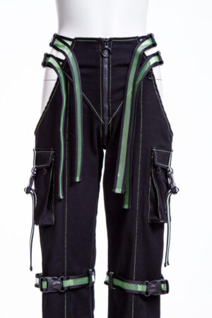 7277 - Punk Low Rise Straight Leg Cargo Pants with Buckle Pockets