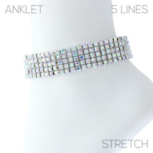 84182 - 5 rows rhinestone stretchy anklet