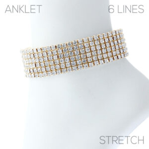 84183 - 6 rows rhinestone stretchy anklet